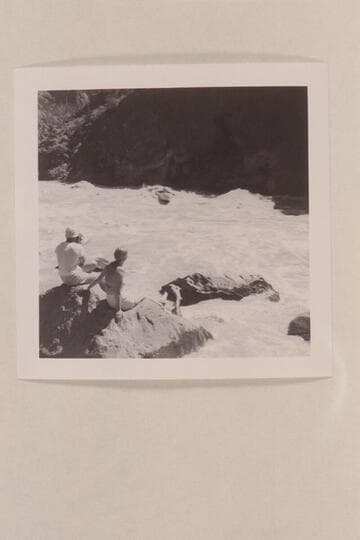Kent Frost running Upper Disaster.  Al Milotte and Shirley Marston watch