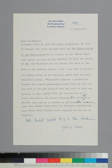 GBH writes to Caryl Haskins