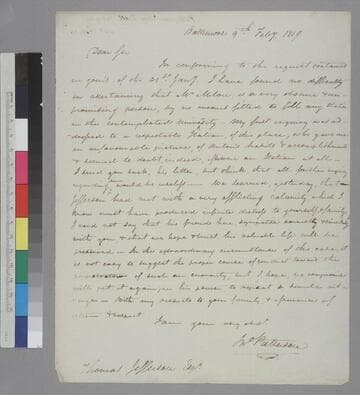 John Patterson, Baltimore, letter to Thomas Jefferson