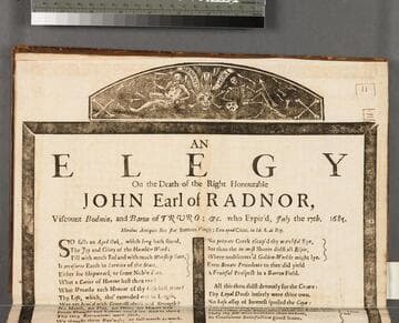 An elegy on the death of the Right Honourable John Earl of Radnor, Viscount Bodmin, and Baron of Truro &c. who expir'd, July the 17th. 1685