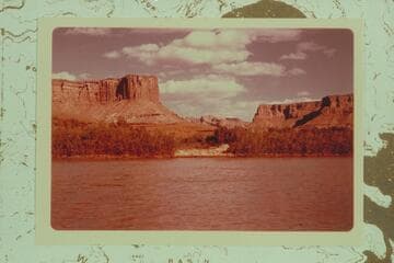 Upheaval Bottom and Canyon and Dome from Mile 43. Buck Mesa at left and Bighorn Mesa right